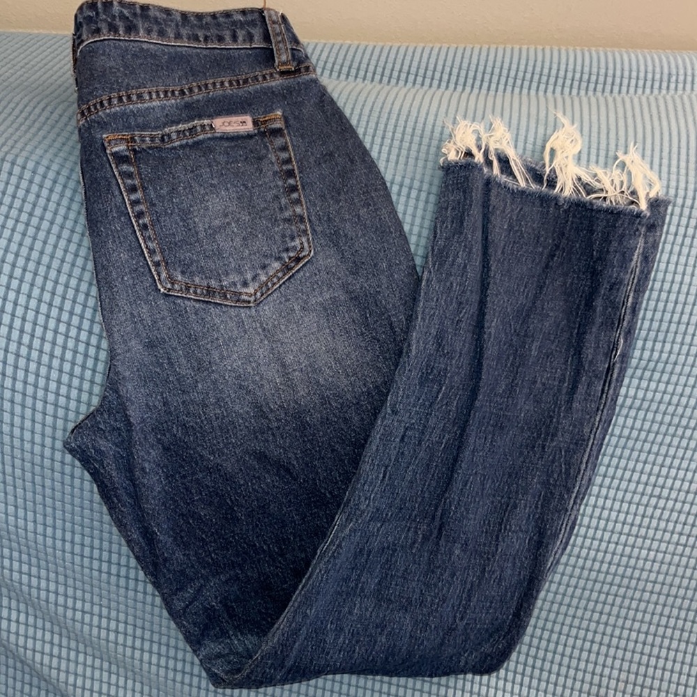 Joe's Womens The Luna Raw Hem High Rise Ankle Jeans Blue 29